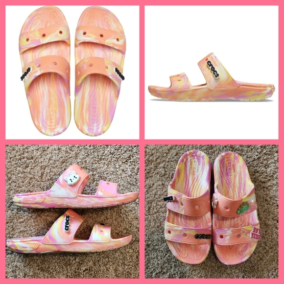 CROCS Shoes - Crocs two strap sandal Size 8 women's Color papya tye dye